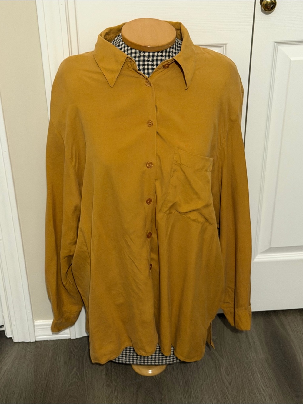 Vintage Mustard Button-Up Shirt - Casual Long Sleeve 20